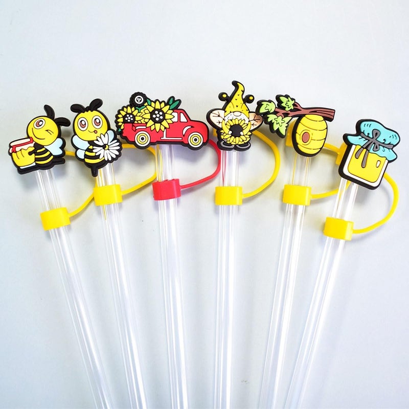 MENGSOOD Straw Cover Cap for Stanley Cup,Reusable Silicone Straw Topper Compatible with Stanley 30&40 Oz Tumbler with Handle Dust-Proof Drinking Straw Tips Lids Protectors (9pcs Bee) - Image 5